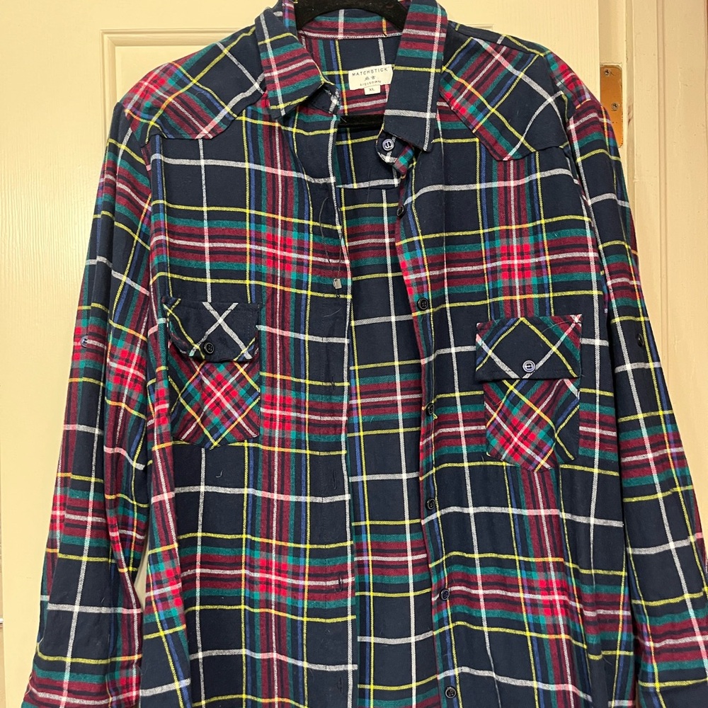 Colorful Plaid Button-Up Shirt